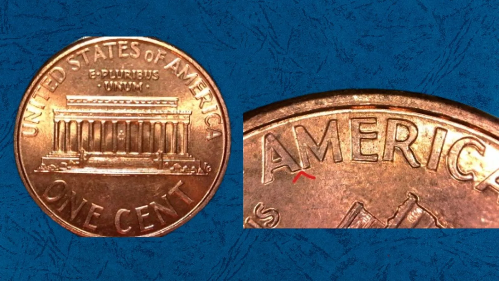1993-D Close AM variety — extreme close-up of AM in AMERICA showing letters nearly touching