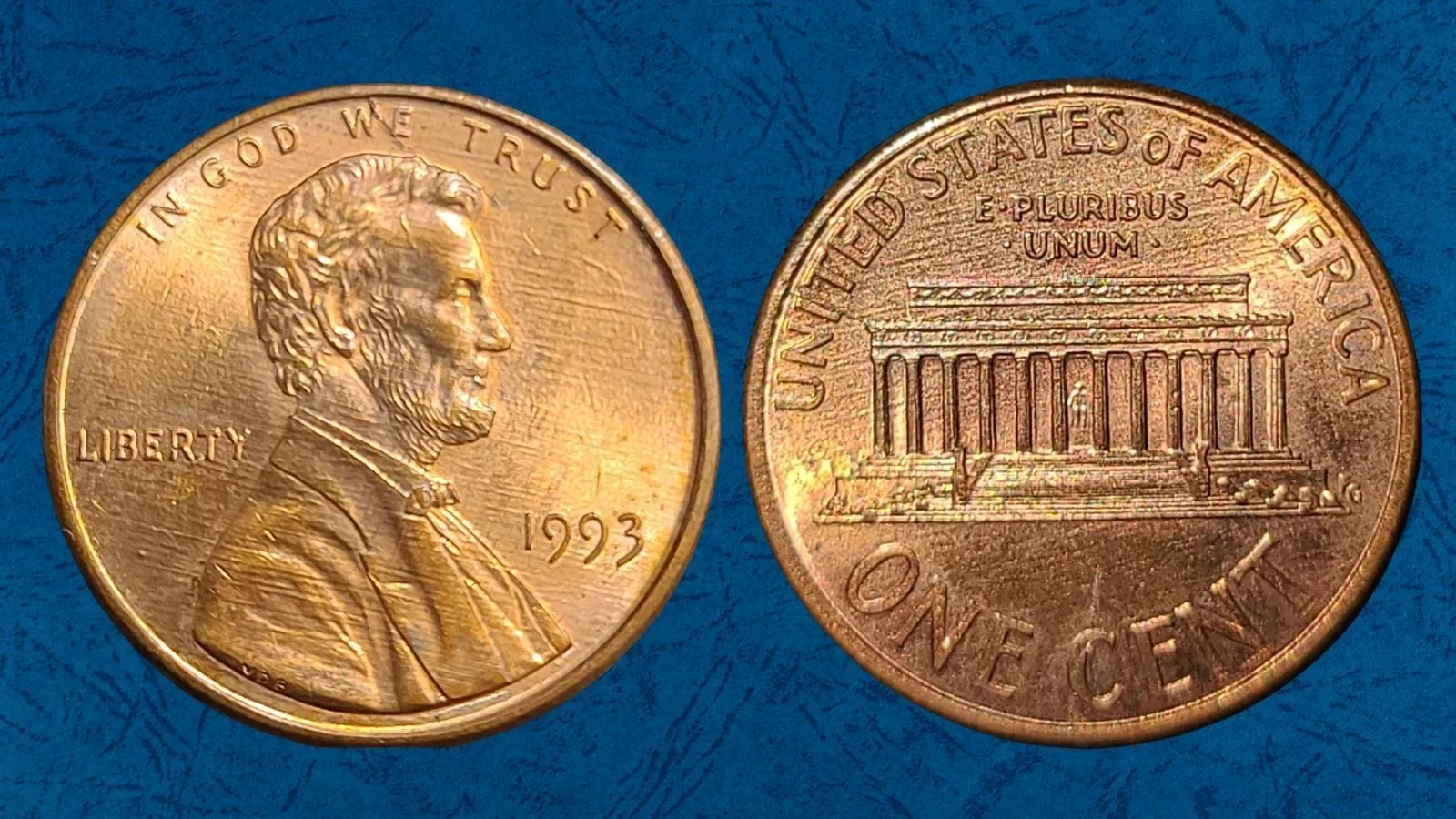 1993 penny BIE die crack error showing raised line between B and E in LIBERTY resembling the letter I